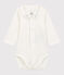Body con cuello bordado de bebé de algodón biológico blanco MARSHMALLOW