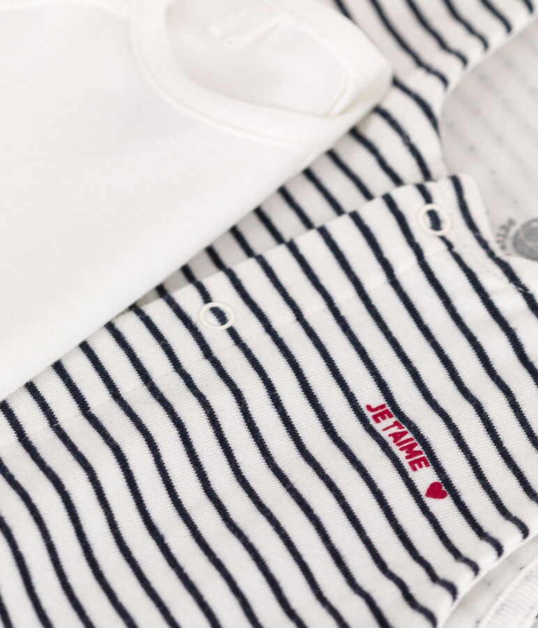Conjunto de mono y body de algod&oacute;n de beb&eacute; blanco/azul