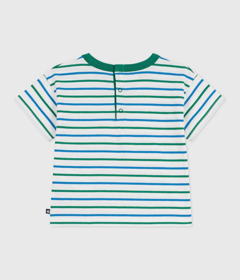 Camiseta de manga corta de algod&oacute;n a rayas para beb&eacute; blanco/multicolor