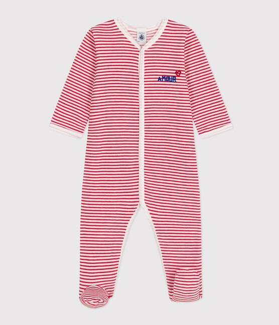 Pijama de terciopelo romántico para bebé rojo MARSHMALLOW/blanco CORRIDA