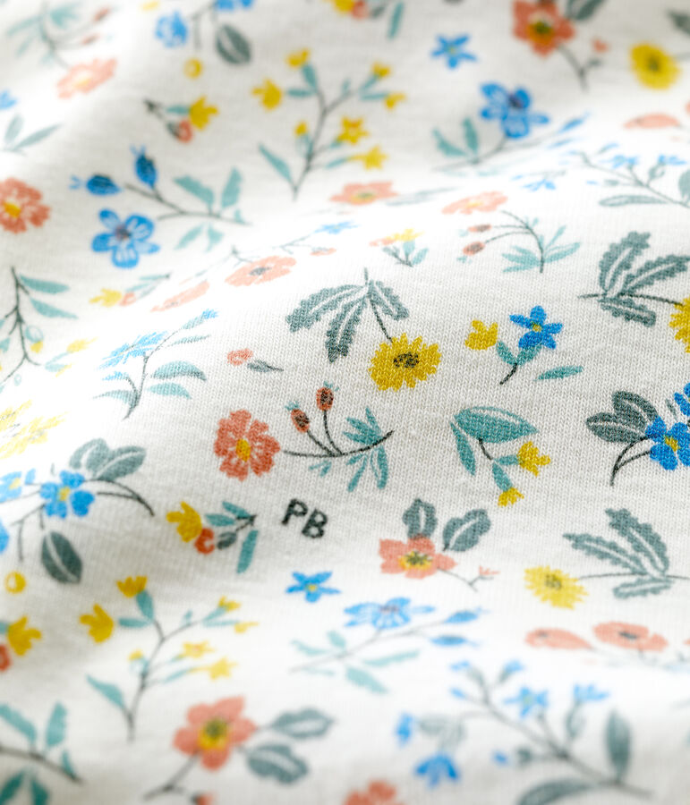 Bodi de beb&eacute; con cuello isabelino y estampado floral de algod&oacute;n blanco/multicolor
