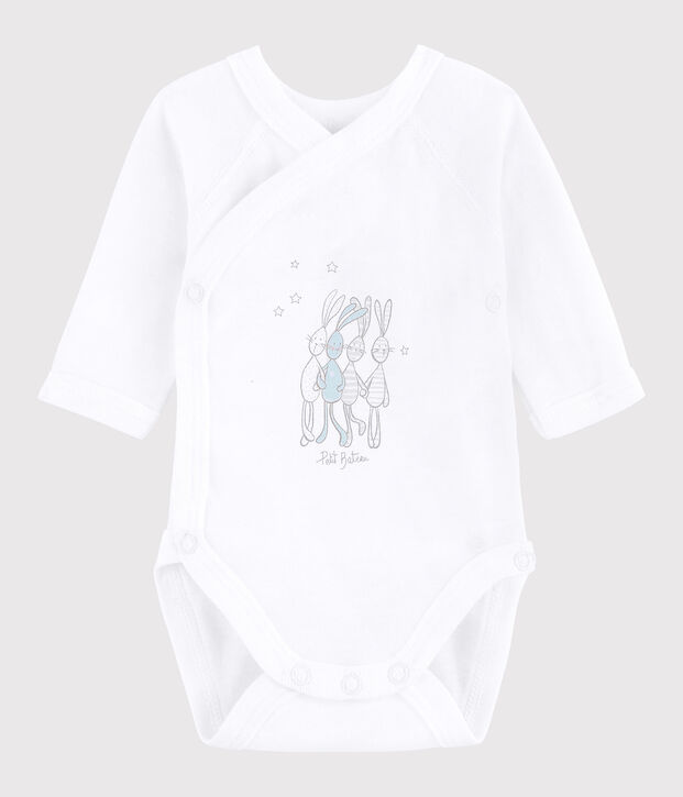 Bodi cruzado de manga larga de beb&eacute; ni&ntilde;a/ni&ntilde;o blanco
