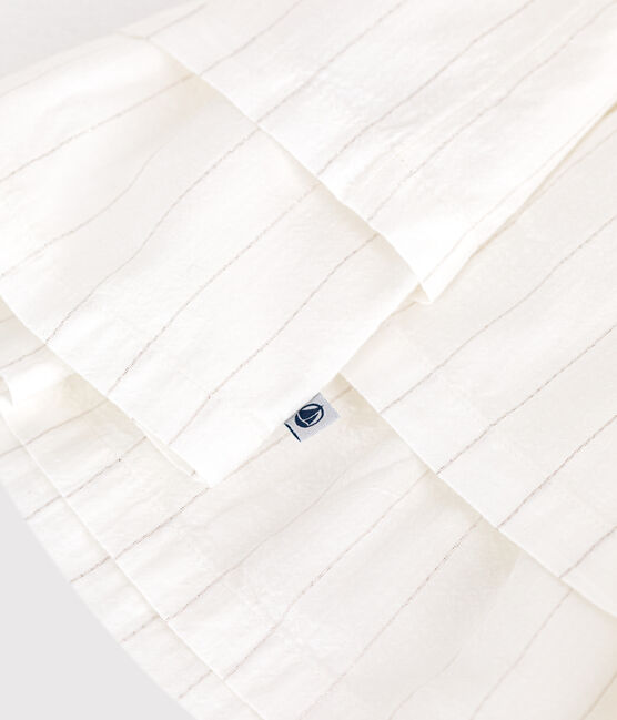 Vestido de ceremonia de manga corta de algodón ligero para bebé blanco ECUME/ ARGENT