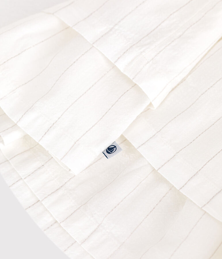 Vestido de ceremonia de manga corta de algod&oacute;n ligero para beb&eacute; blanco/gris