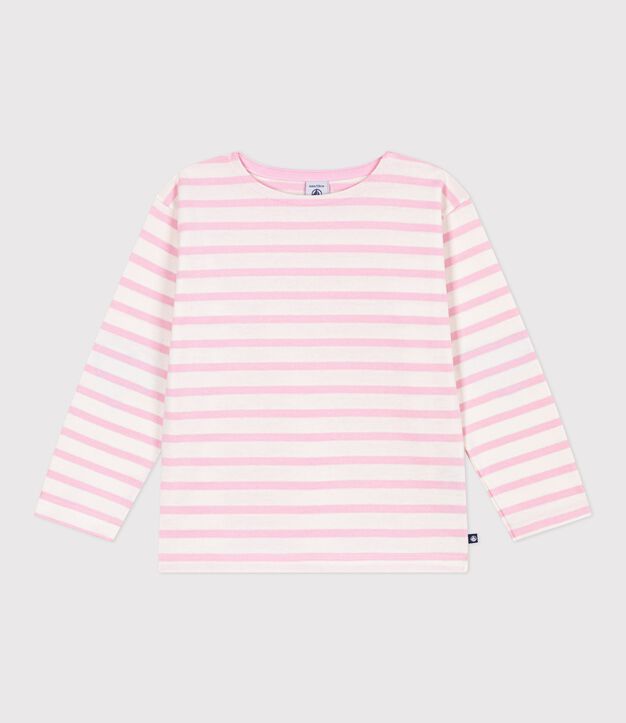 Marinera infantil de algod&oacute;n a rayas rosa/rosa