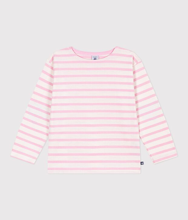 Marinera infantil de algod&oacute;n a rayas rosa/rosa