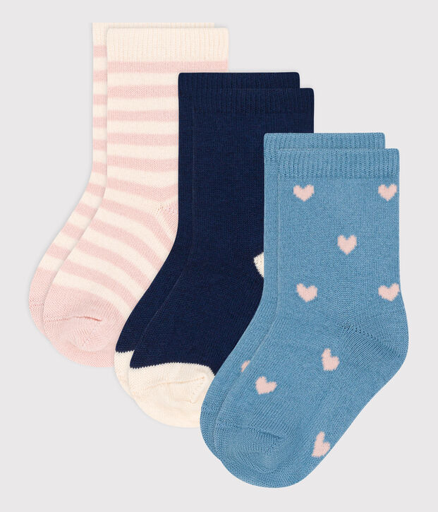 Juego de 3 pares de calcetines con flores de beb&eacute; multicolor