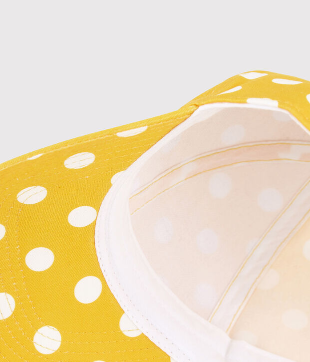 Gorra con estampado de lunares de ni&ntilde;a amarillo/blanco
