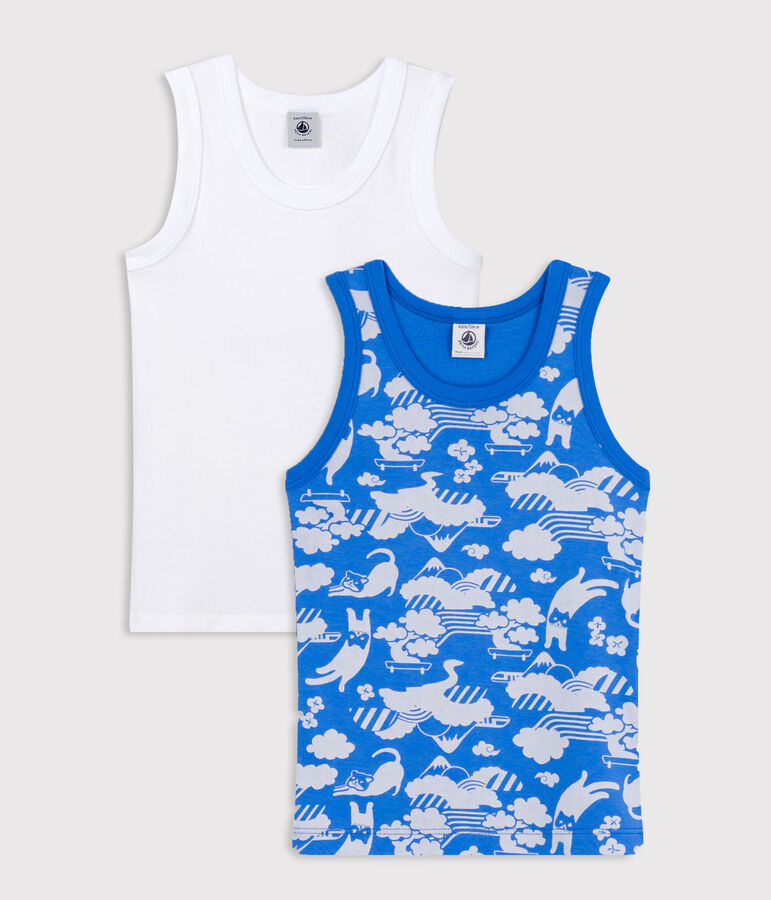 Juego de 2 camisetas infantiles de algod&oacute;n sin mangas variante 1