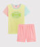 Pijama corto de rayas mulitcolores para niña de punto amarillo SUNNY/blanco MULTICO