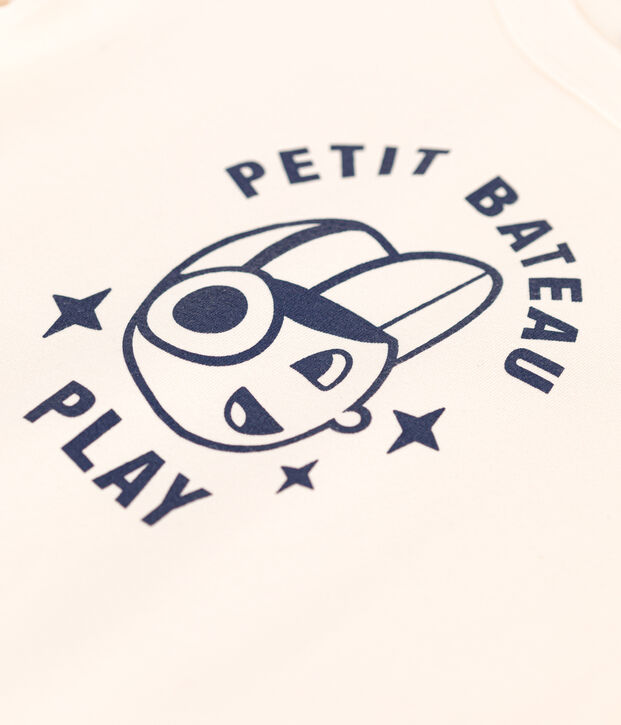 Camiseta de manga corta de punto fino para ni&ntilde;o crudo