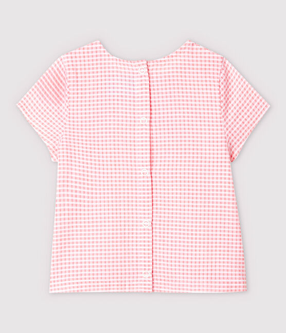 Blusa de manga corta de popelina de bebé niña rosa MINOIS/blanco MARSHMALLOW