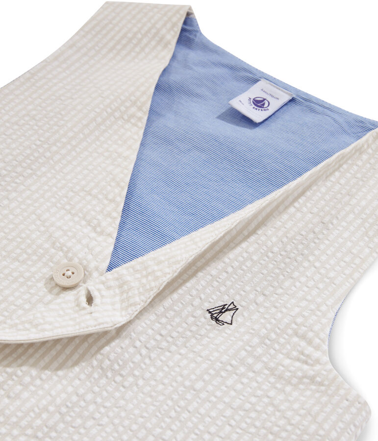 Chaleco sin mangas de ni&ntilde;o beige/blanco