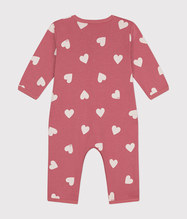 Pijama sin pies de algod&oacute;n estampado para beb&eacute; rosa/blanco
