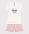 Pijama corto infantil de algodón blanco MARSHMALLOW/rosa CHARME
