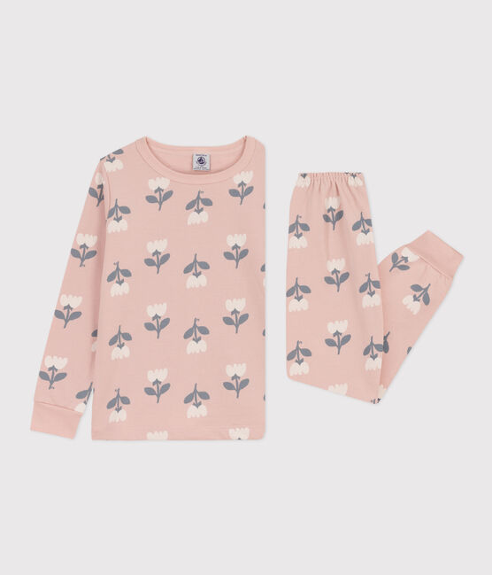 Pijama de felpa con tulipanes para niña rosa SALINE/blanco MULTICO