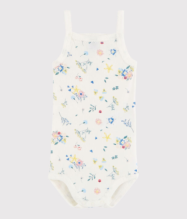 Bodi de tirantes de beb&eacute; de ni&ntilde;a blanco/multicolor