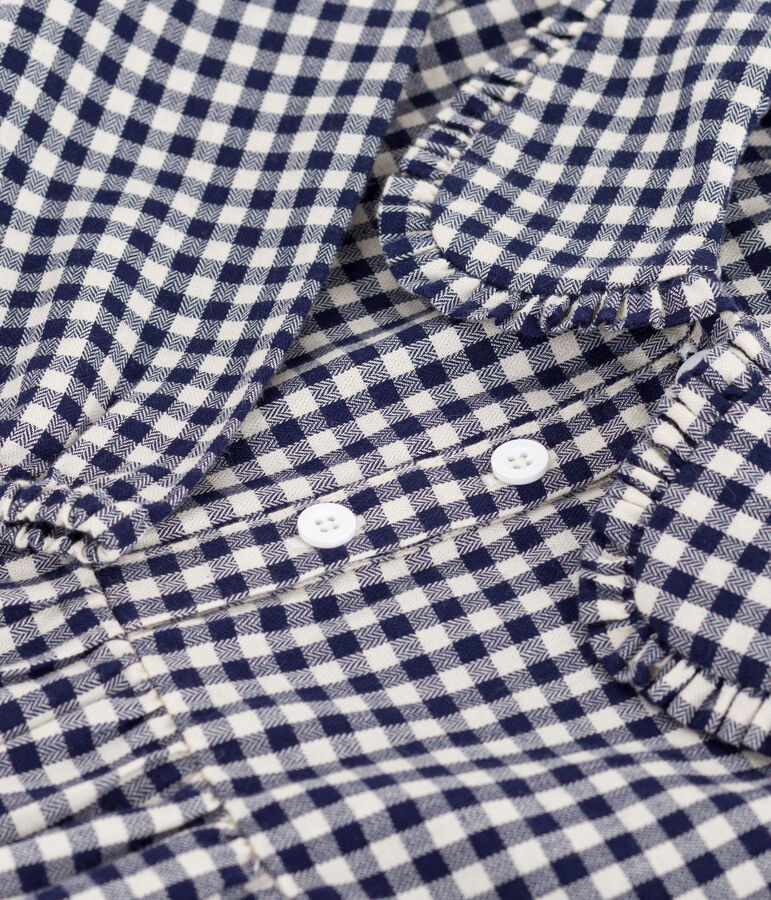 Vestido infantil de manga larga de franela a cuadros azul SOIR/ MILK