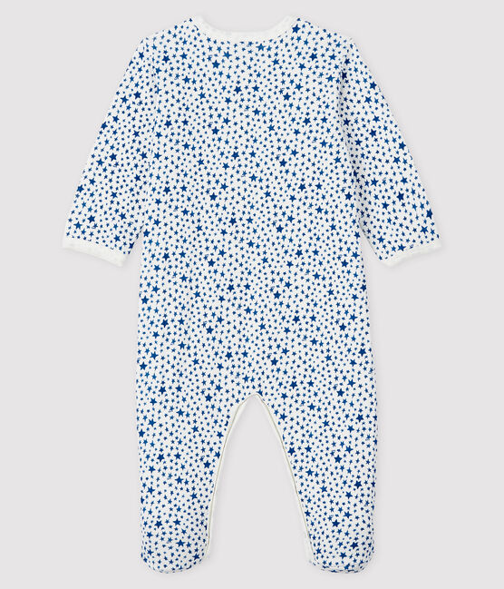 Pelele de punto tubular con estampado de estrellas azules para bebé blanco MARSHMALLOW/blanco MULTICO