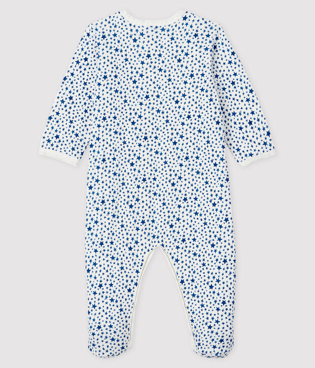 Pelele de punto tubular con estampado de estrellas azules para beb&eacute; blanco/multicolor