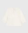 Blusa de algodón de manga larga con cuello bordado para bebé blanco MARSHMALLOW