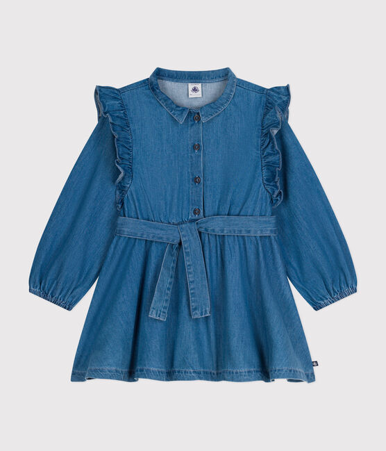 Vestido de manga larga de denim ligero para niña azul DENIM CLAIR