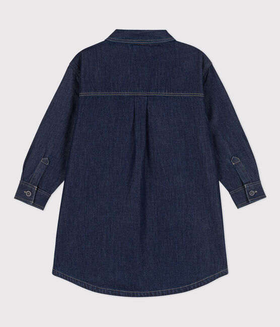 Vestido de manga larga de tejido vaquero de niña azul DENIM