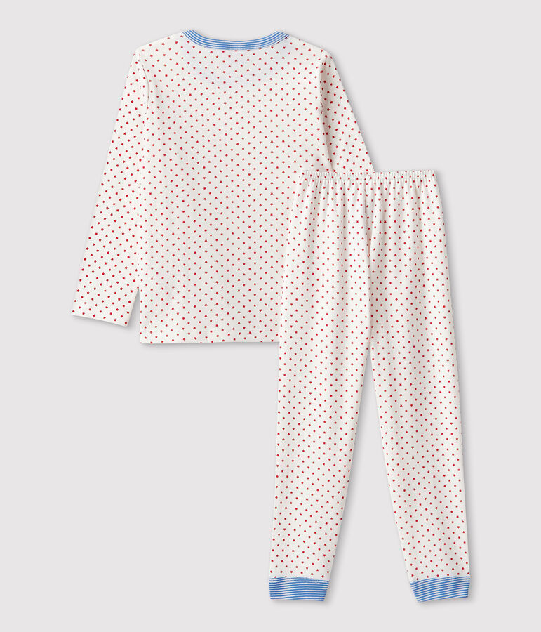 Pijama con motivos de algod&oacute;n org&aacute;nico infantil unisex blanco MARSHMALLOW/rojo PEPS