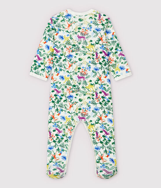 Pijama enterizo de jungla de algodón de bebé blanco MARSHMALLOW/blanco MULTICO