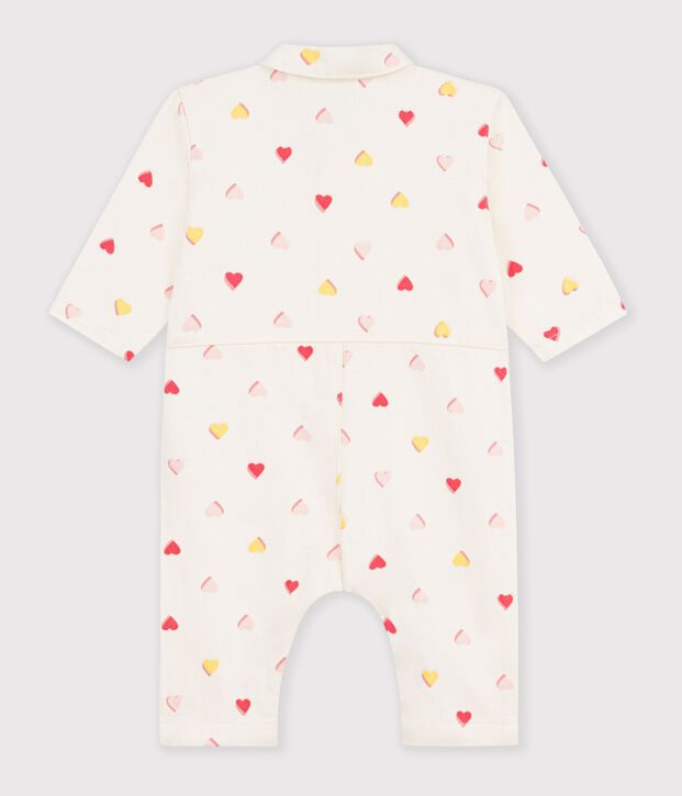 Mono largo de algod&oacute;n con estampado de corazones para beb&eacute; crudo/multicolor