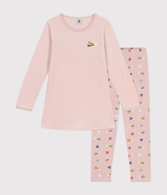 Camisón infantil de terciopelo. rosa SALINE/blanco MULTICO