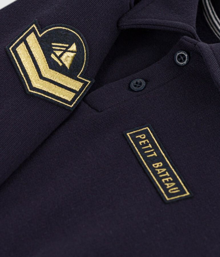 Sudadera infantil lisa tipo polo de algod&oacute;n azul