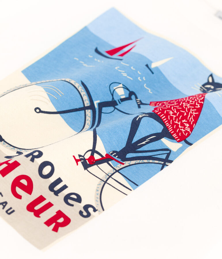 Camiseta de manga larga de algod&oacute;n de ni&ntilde;a blanco