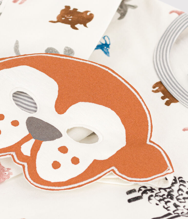 Pijama disfraz de felpa con perro y m&aacute;scara para ni&ntilde;o/ni&ntilde;a blanco/multicolor