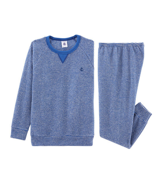 Pijama de rizo picado para niño muy cálido azul MAJOR/gris SUBWAY