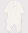 Pijama de terciopelo con cremallera para bebé blanco MARSHMALLOW