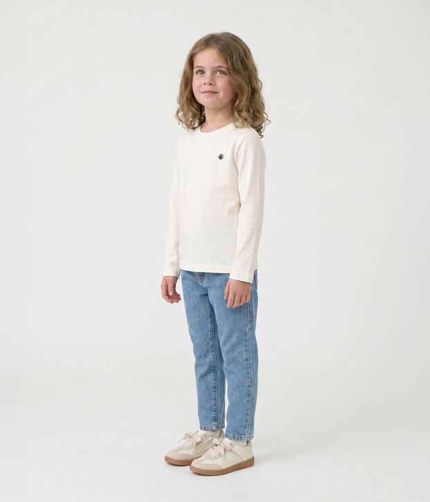 Camiseta de manga larga de punto para ni&ntilde;o/a blanco