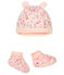 Juego de gorro de nacimiento y patucos para bebé de túbico. rosa FLEUR/blanco MULTICO