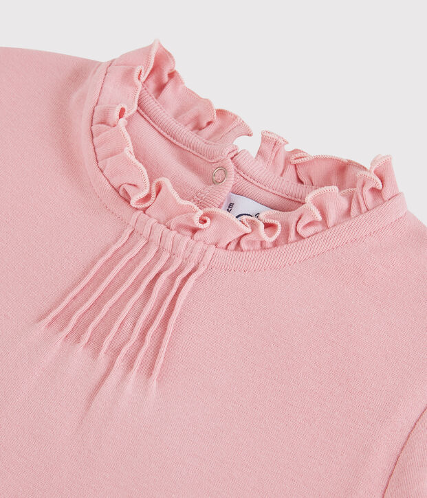 Camiseta de manga larga de algod&oacute;n de ni&ntilde;a rosa