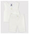 Conjunto de dos piezas de popelina de rayas de bebé niño blanco MARSHMALLOW/blanco MULTICO