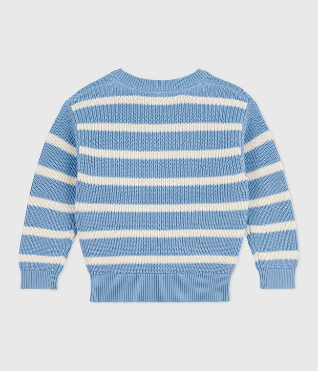 Jersey infantil de punto tricotado azul/crudo