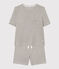 Pijama corto de algodón para mujer gris CHATON CHINE