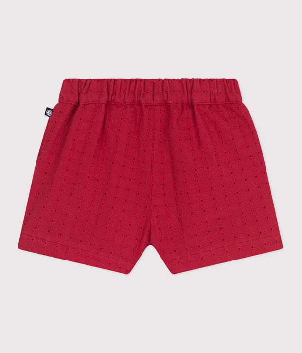 Shorts de popelina con bordado ingl&eacute;s para beb&eacute; rojo