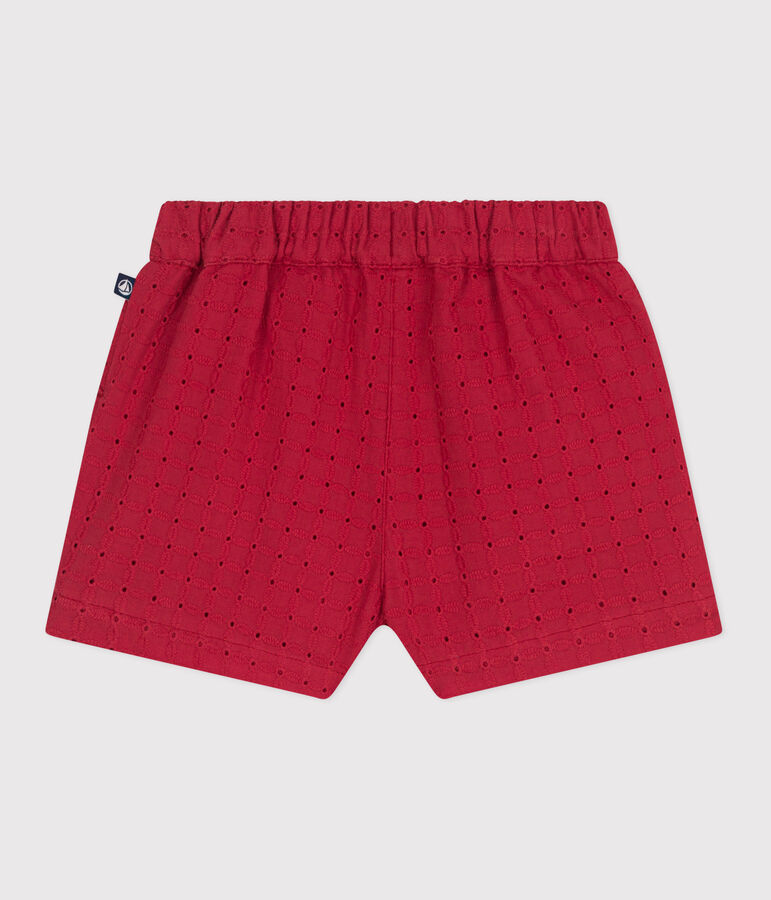 Shorts de popelina con bordado ingl&eacute;s para beb&eacute; rojo