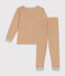 Pijama infantil de algodón a rayas marron CUIVRE/ MARSHMALLOW