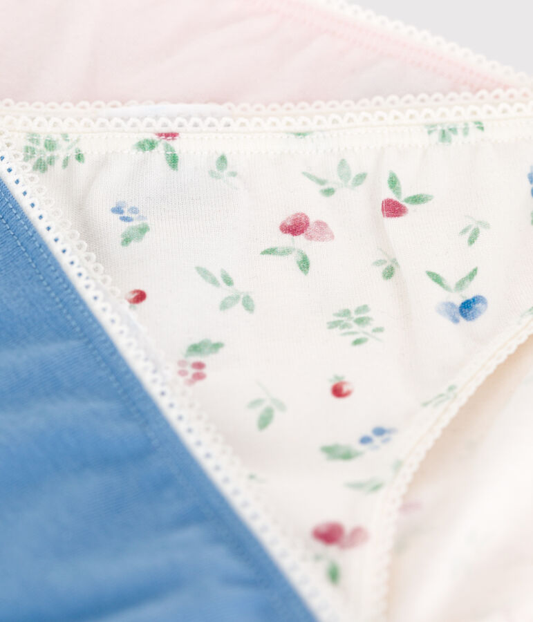 Juego de 3 braguitas infantiles de algod&oacute;n y elastano con estampado de frutas multicolor
