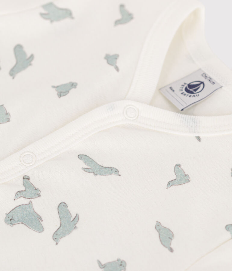 Mono corto de algod&oacute;n con focas para beb&eacute; blanco/multicolor