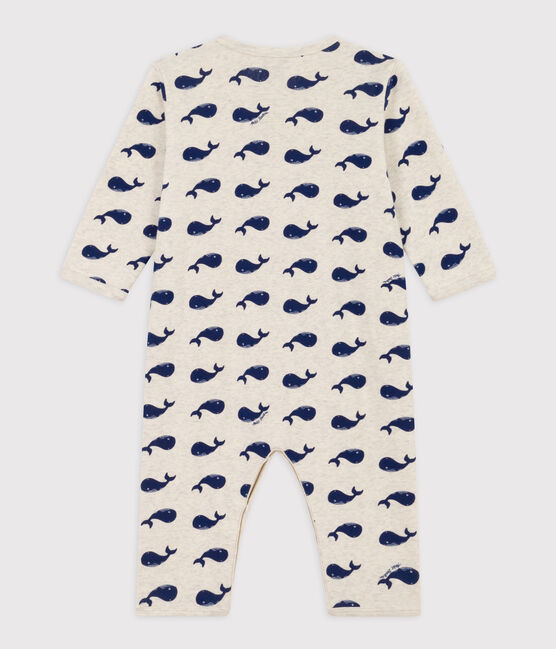 Pijama sin pies de algodón con ballenas marinas beige MONTELIMAR/azul MEDIEVAL