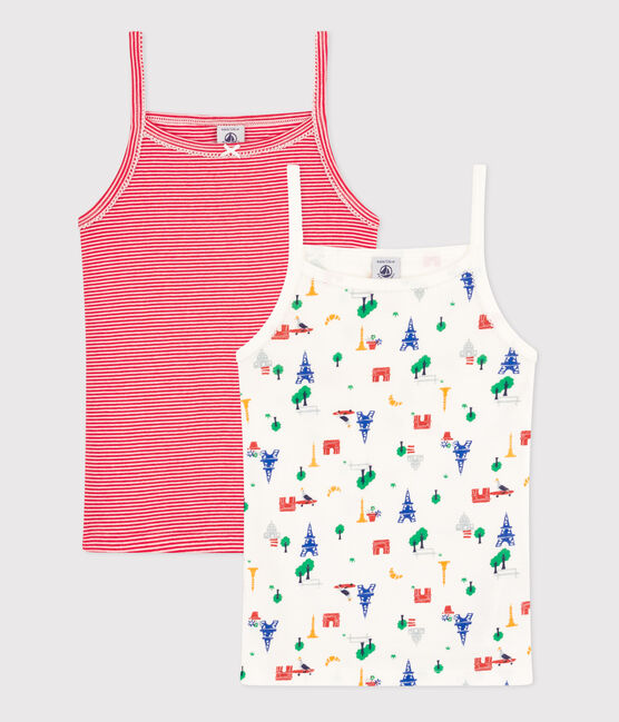 Juego de 2 camisetas de tirantes infantiles de algodón con motivo de París variante 1