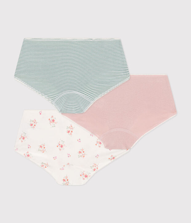 Juego de 3 culottes infantiles de algod&oacute;n con flor multicolor